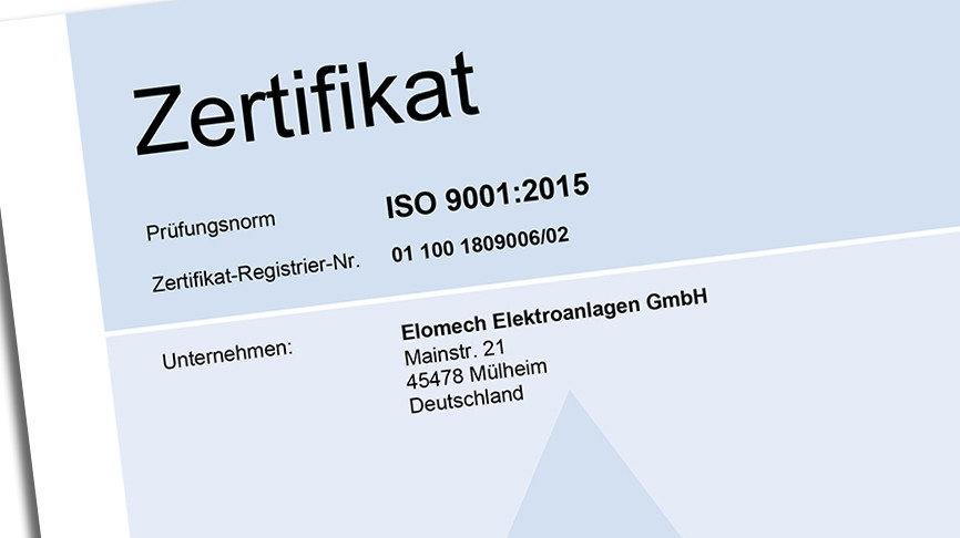 ELOMECH TÜV Zertifizierung 2020